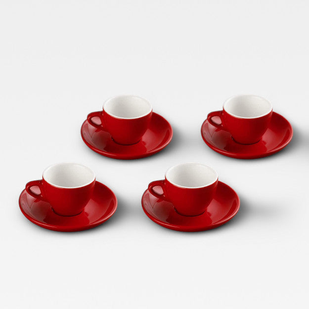 Olympia Cafe Espresso Cups Red 100Ml 35Oz Porcelain Coffee Milk Jugs 12pc